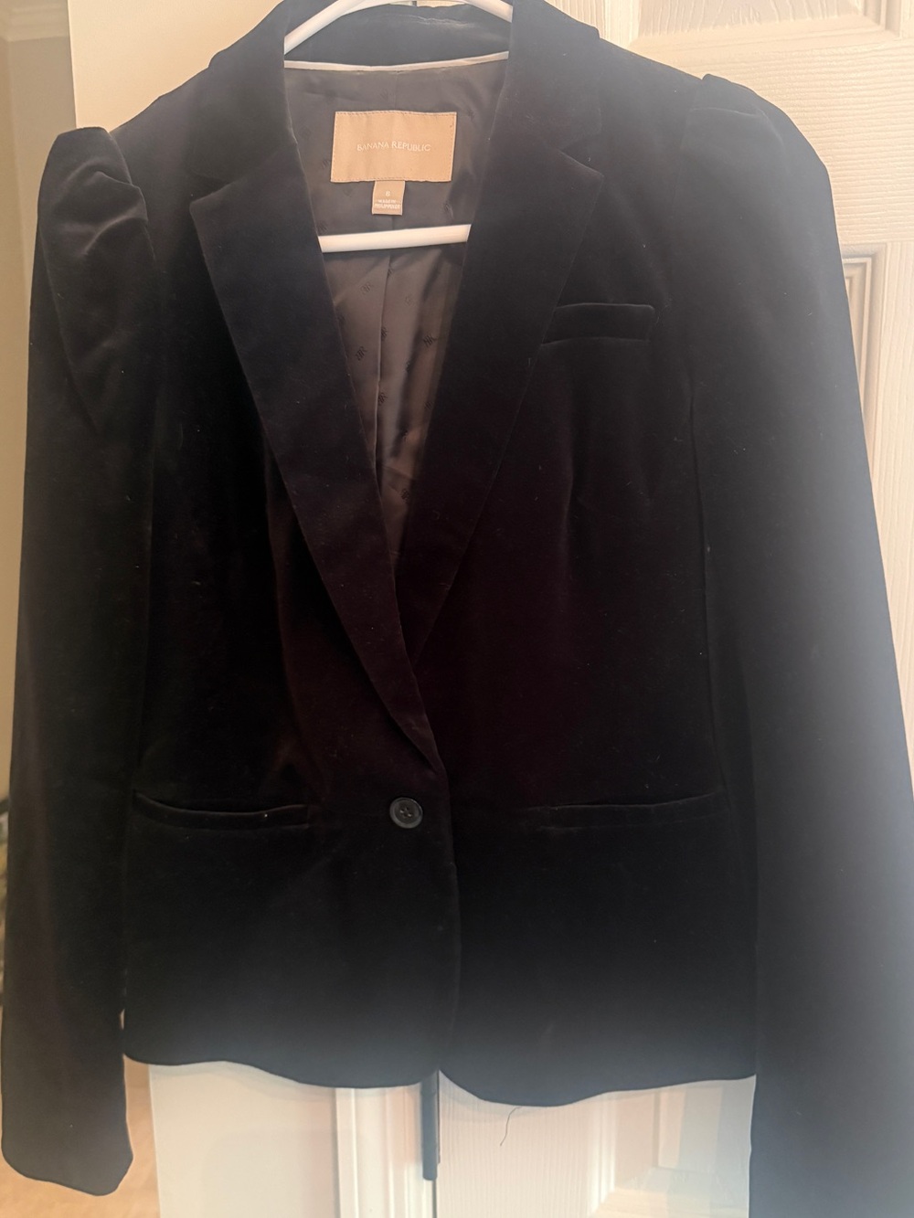 Banana Republic Black Velvet Single-Button Blazer - Picture 2 of 4